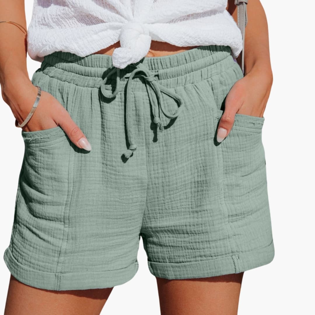 Women's Elastic Waist Summer Shorts with Pockets - VibreMode