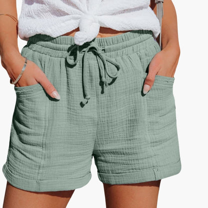 Women's Elastic Waist Summer Shorts with Pockets - VibreMode