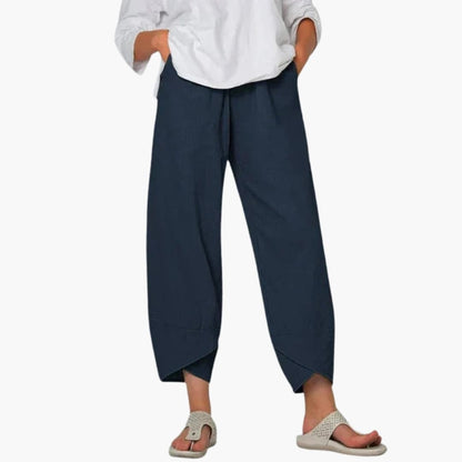 Women's Tapered Pants Elastic Waist Full-Length Trousers