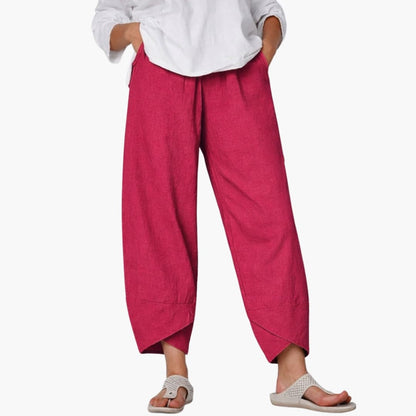 Women's Tapered Pants Elastic Waist Full-Length Trousers