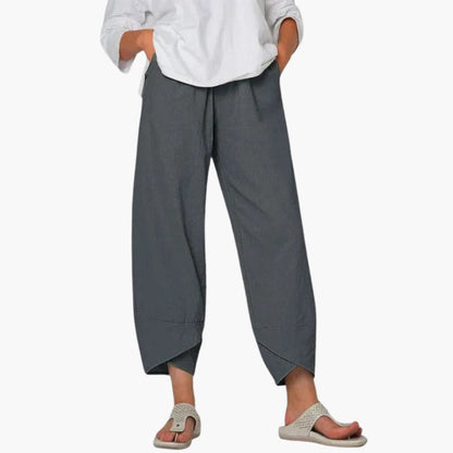 Women's Tapered Pants Elastic Waist Full-Length Trousers