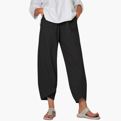 Women's Tapered Pants Elastic Waist Full-Length Trousers