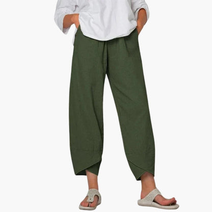 Women's Tapered Pants Elastic Waist Full-Length Trousers