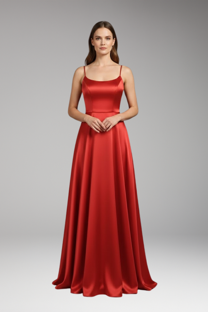 Women's U-Neck Spaghetti Strap Evening Dress