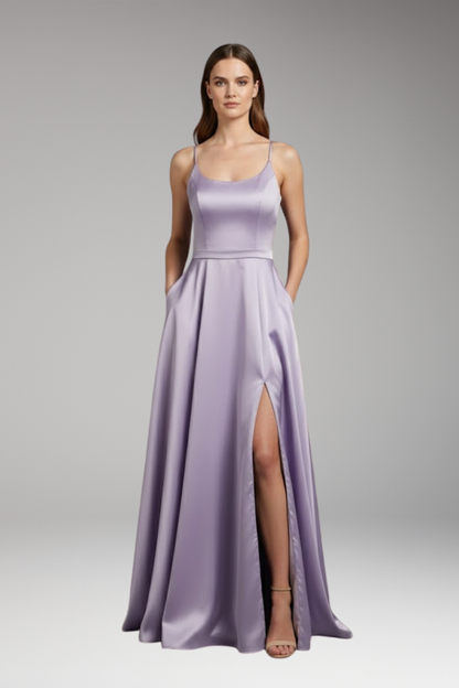 Women's U-Neck Spaghetti Strap Evening Dress
