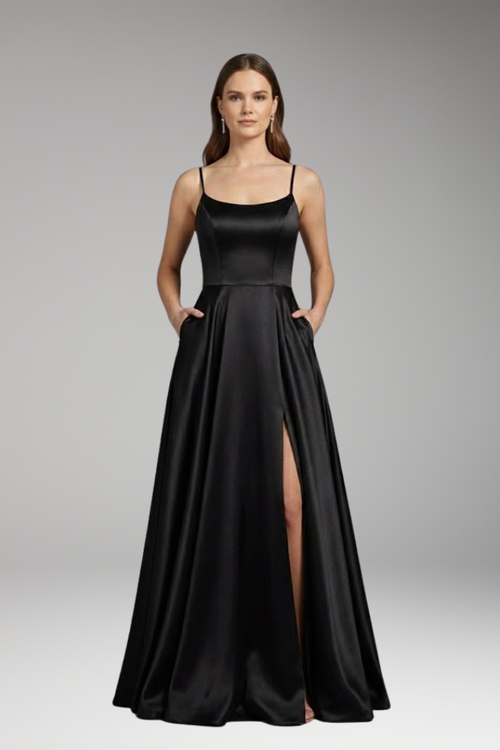 Women's U-Neck Spaghetti Strap Evening Dress
