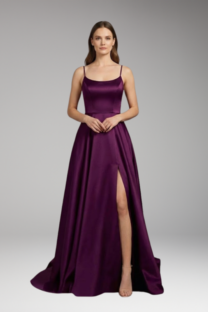 Women's U-Neck Spaghetti Strap Evening Dress