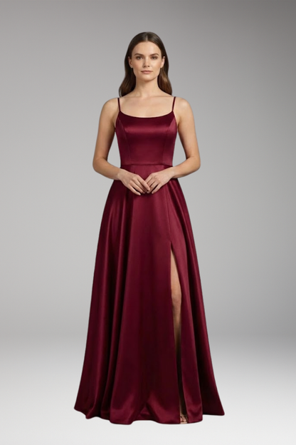 Women's U-Neck Spaghetti Strap Evening Dress