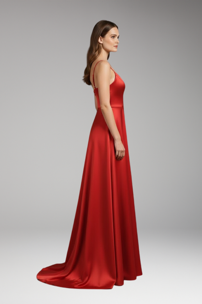Women's U-Neck Spaghetti Strap Evening Dress