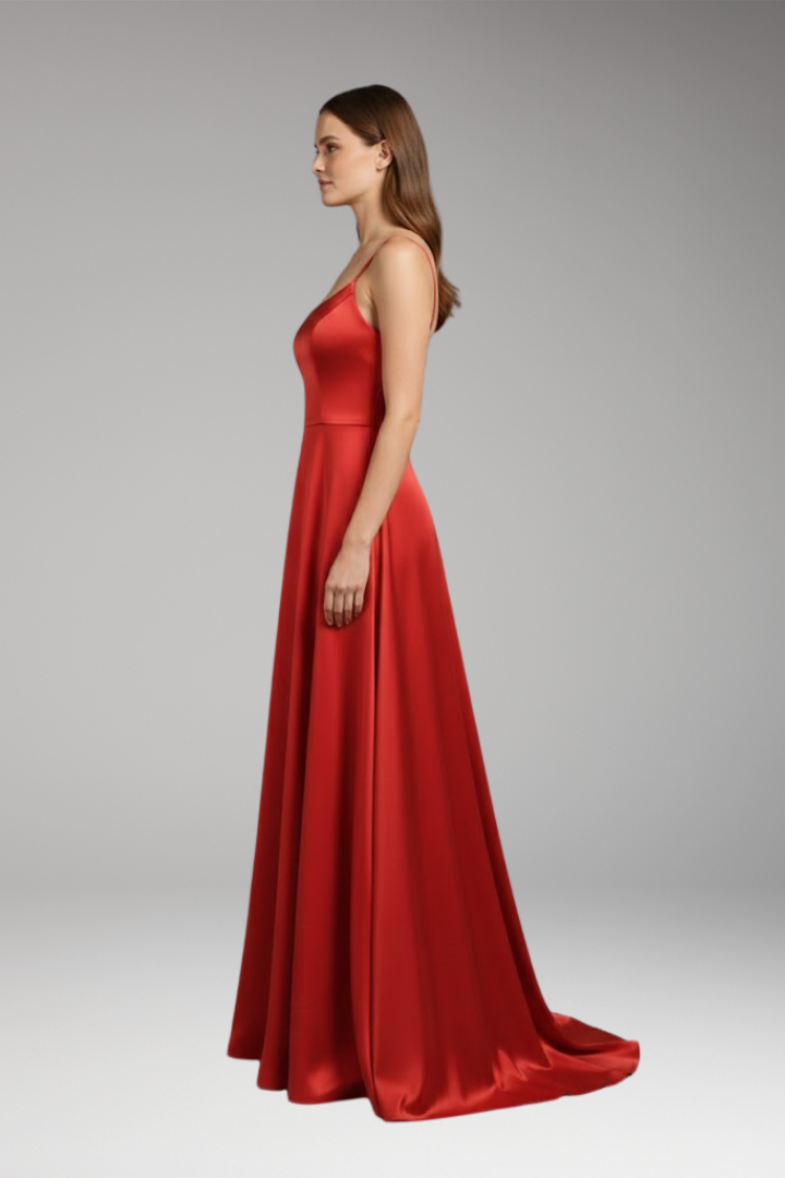 Women's U-Neck Spaghetti Strap Evening Dress
