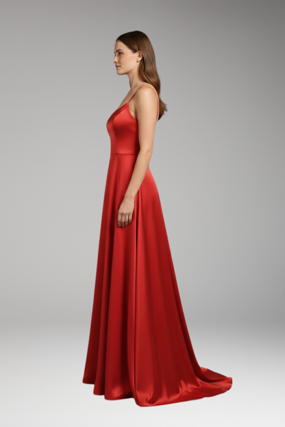Women's U-Neck Spaghetti Strap Evening Dress