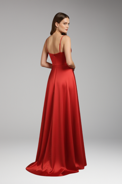 Women's U-Neck Spaghetti Strap Evening Dress