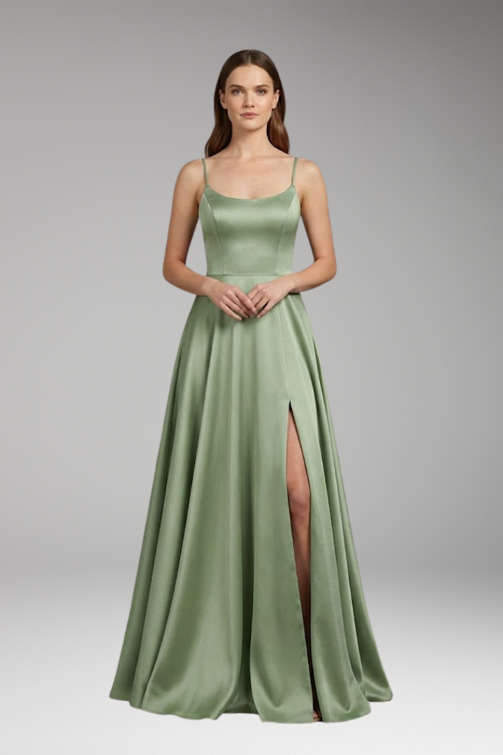 Women's U-Neck Spaghetti Strap Evening Dress