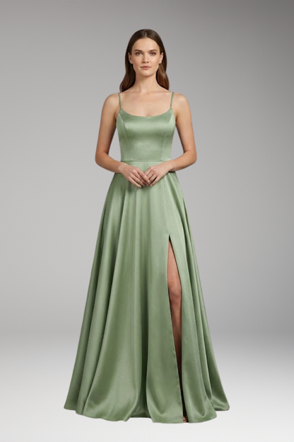 Women's U-Neck Spaghetti Strap Evening Dress