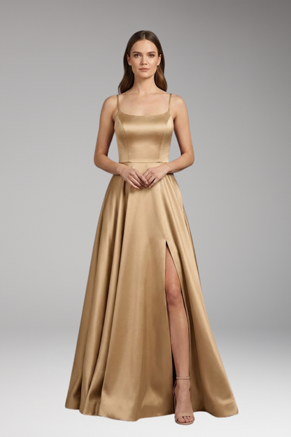 Women's U-Neck Spaghetti Strap Evening Dress