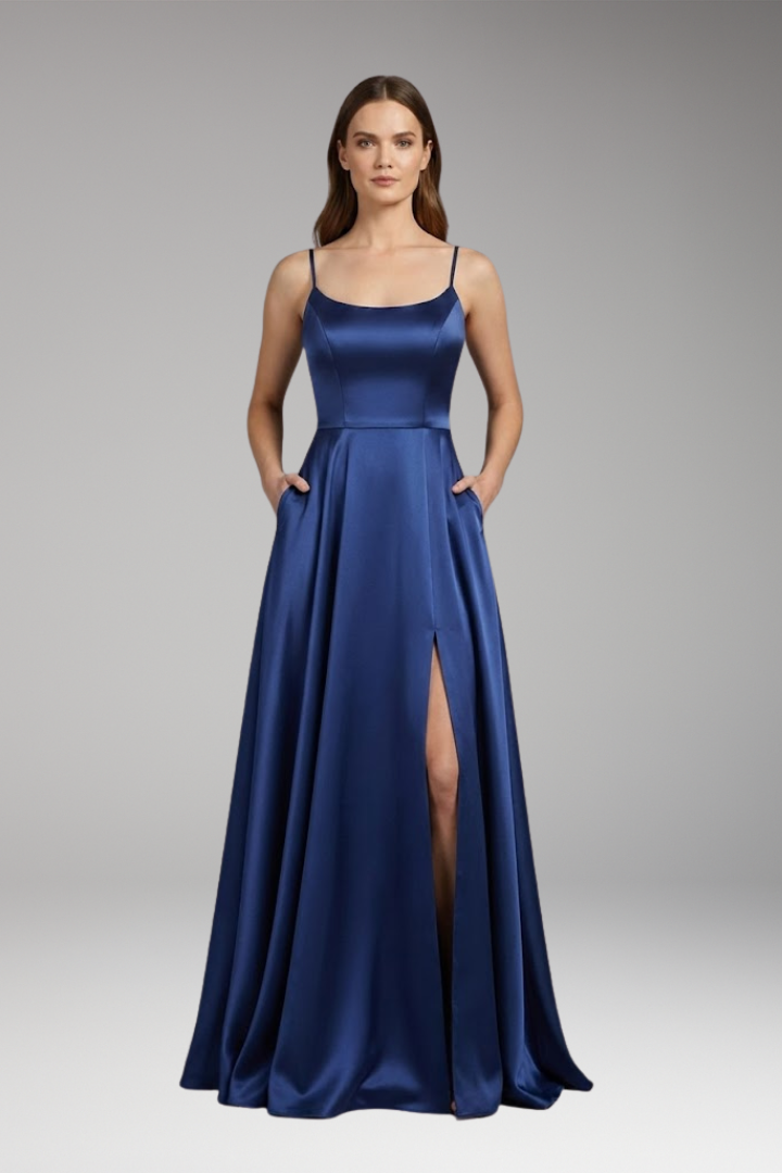Women's U-Neck Spaghetti Strap Evening Dress