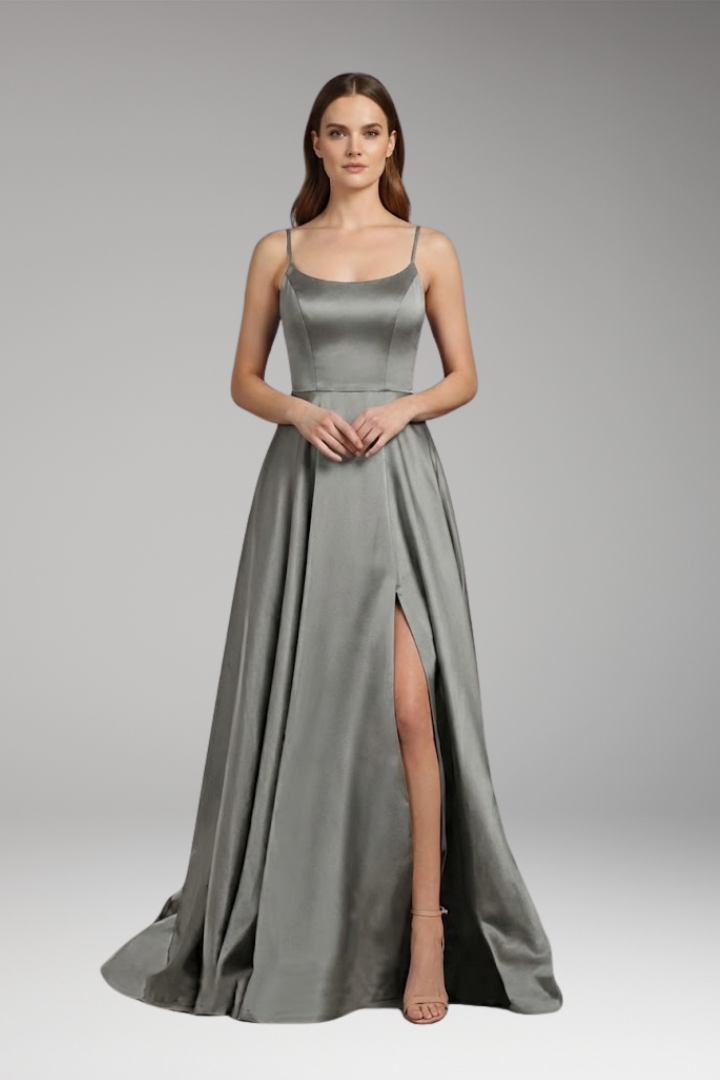 Women's U-Neck Spaghetti Strap Evening Dress