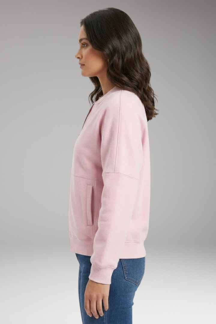 Women's Fleece Bomber Jacket Front Zipper