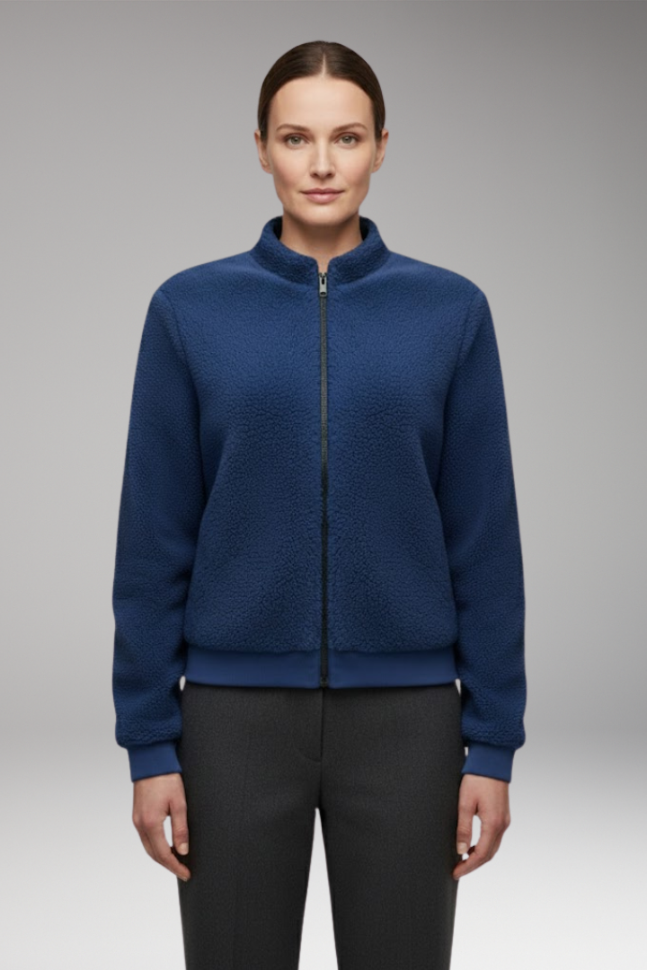 Women's Fleece Bomber Jacket Elastic Cuffs