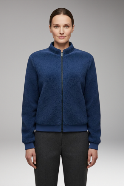 Women's Fleece Bomber Jacket Elastic Cuffs
