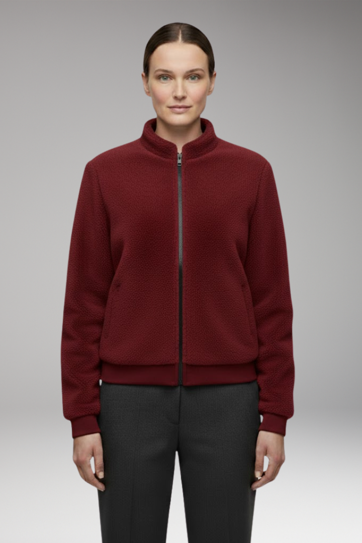 Women's Fleece Bomber Jacket Elastic Cuffs