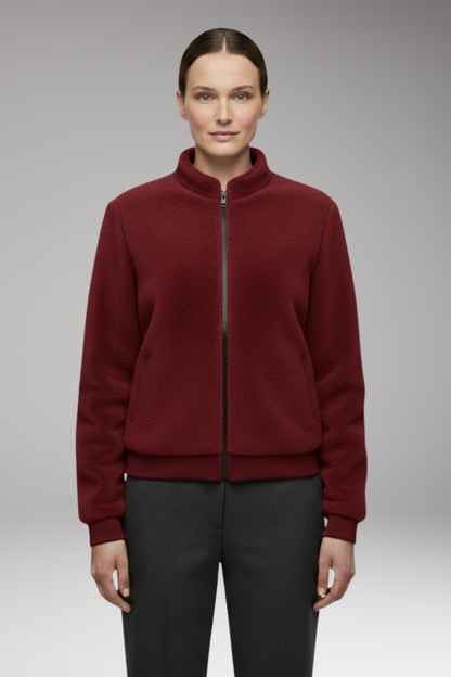 Women's Fleece Bomber Jacket Elastic Cuffs