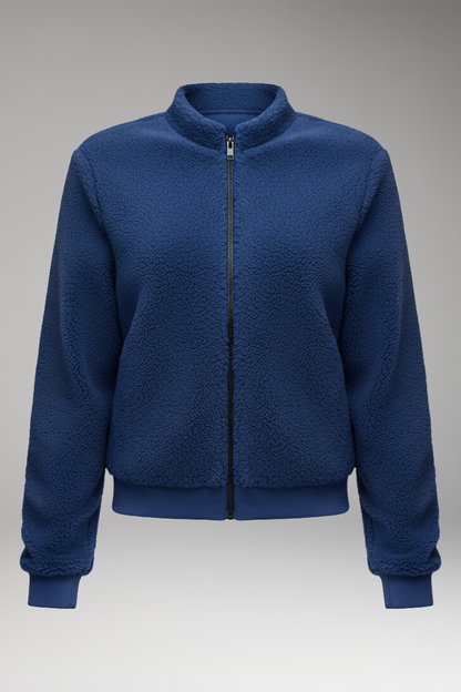 Women's Fleece Bomber Jacket Elastic Cuffs - VibreMode