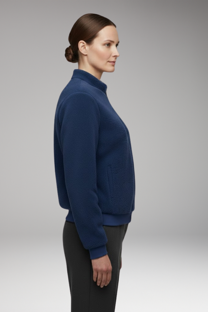 Women's Fleece Bomber Jacket Elastic Cuffs