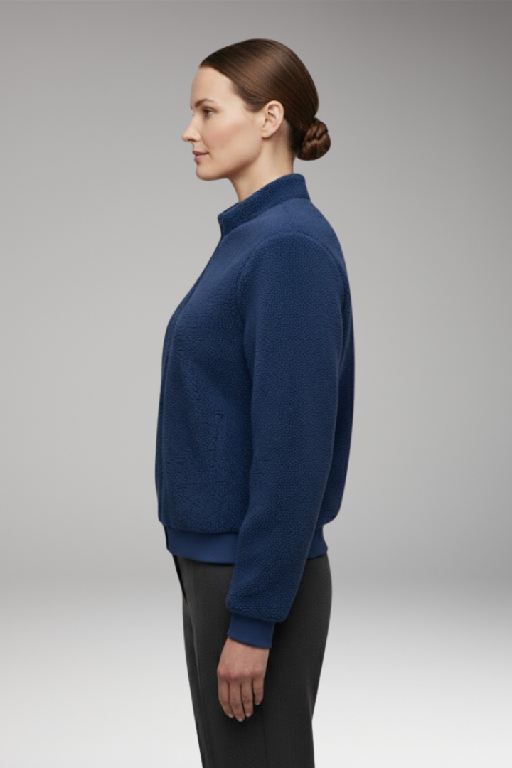 Women's Fleece Bomber Jacket Elastic Cuffs
