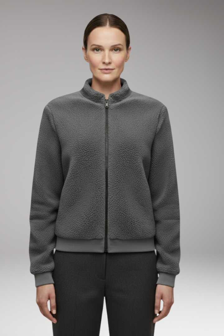 Women's Fleece Bomber Jacket Elastic Cuffs