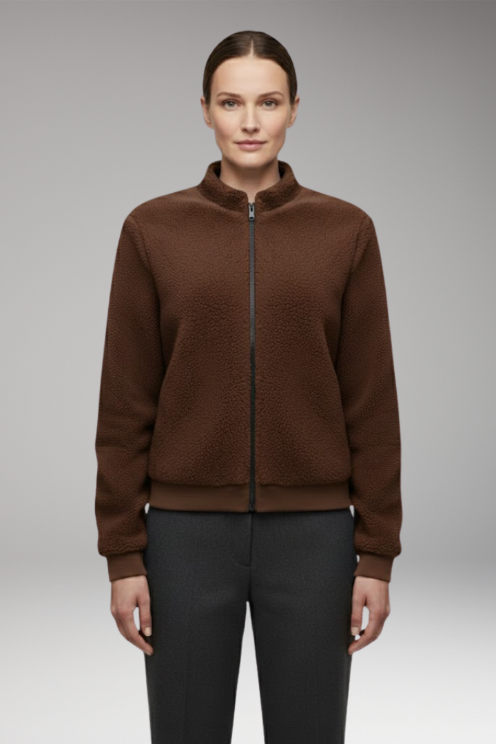 Women's Fleece Bomber Jacket Elastic Cuffs