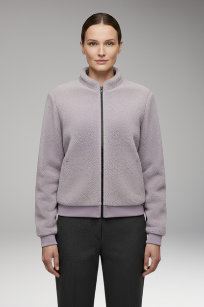 Women's Fleece Bomber Jacket Elastic Cuffs