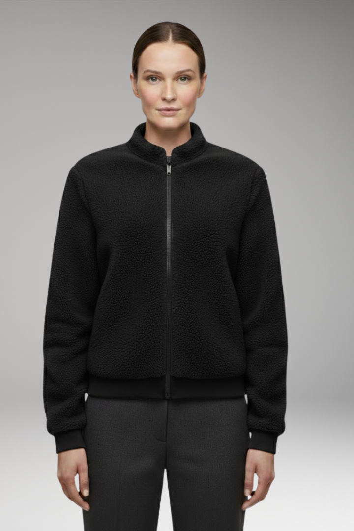 Women's Fleece Bomber Jacket Elastic Cuffs