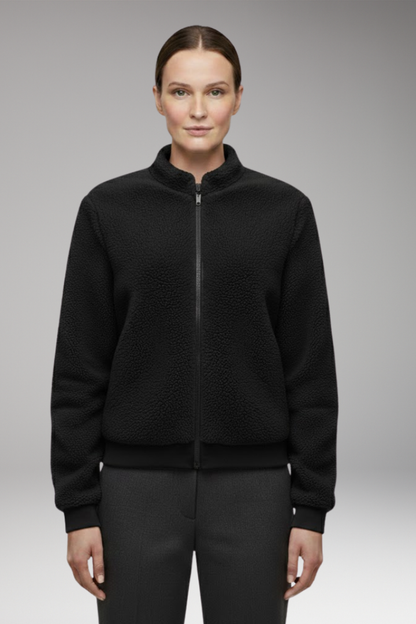 Women's Fleece Bomber Jacket Elastic Cuffs