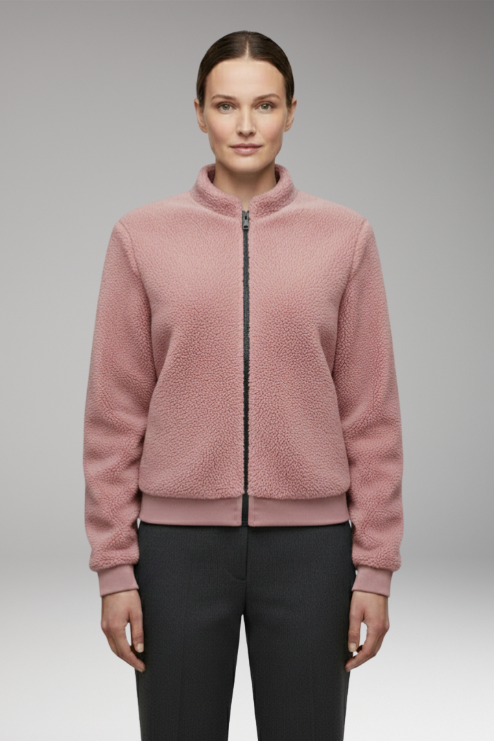 Women's Fleece Bomber Jacket Elastic Cuffs