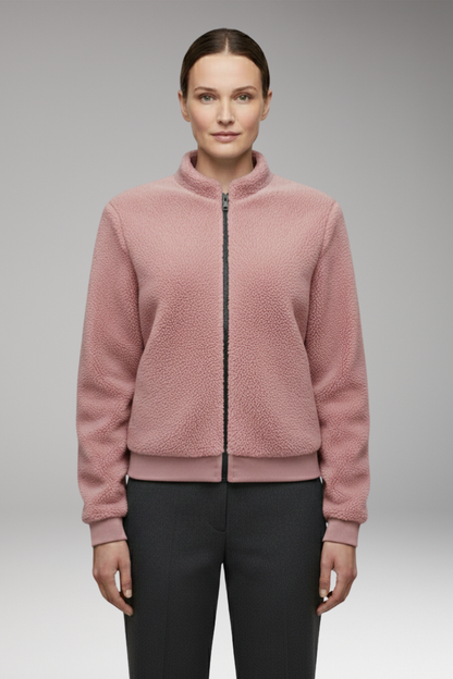 Women's Fleece Bomber Jacket Elastic Cuffs