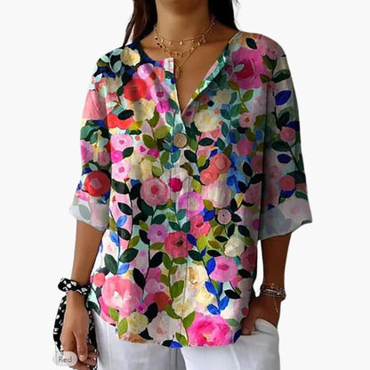Women's Long Sleeve Blouse Floral Button Down Shirt