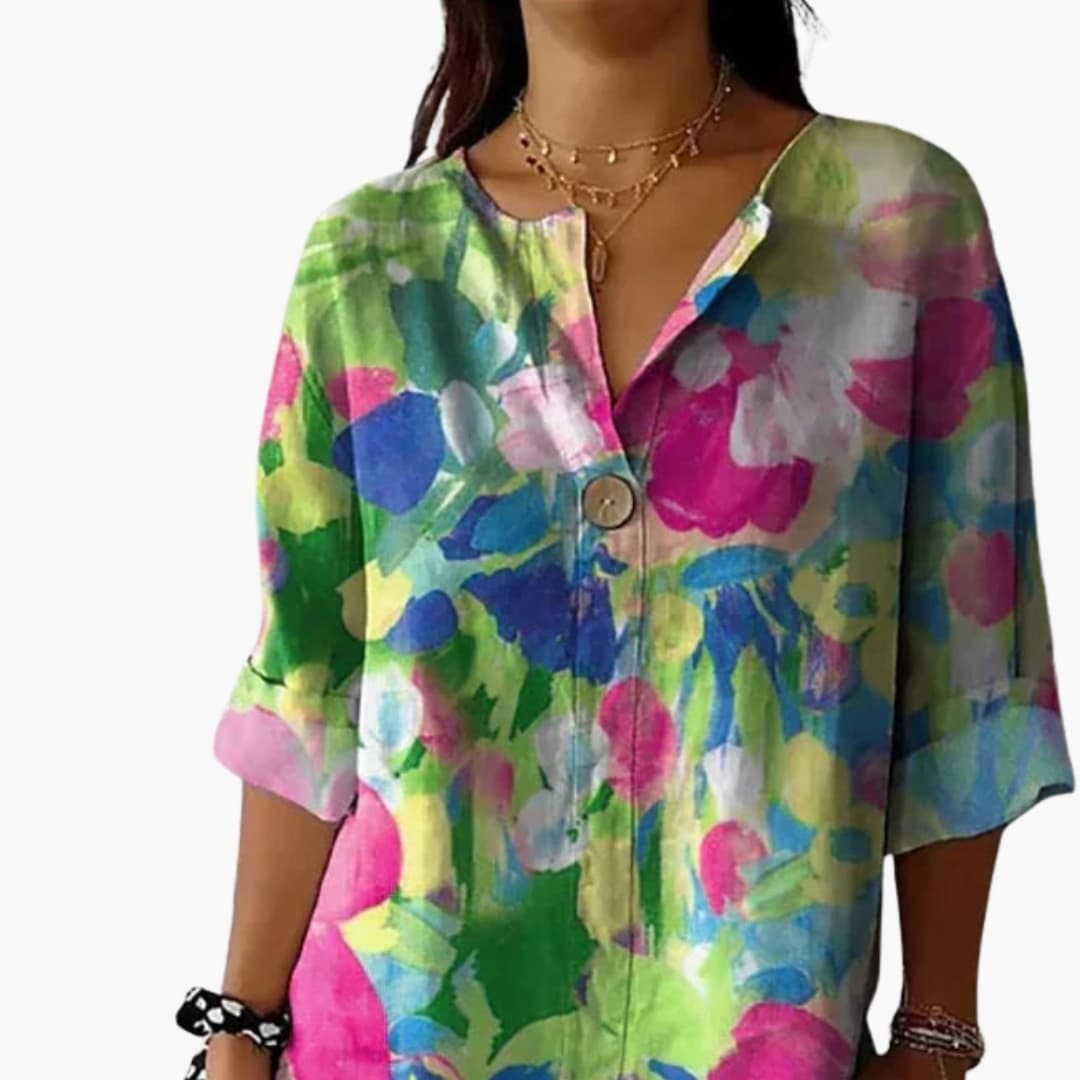 Women's Long Sleeve Blouse Floral Button Down Shirt