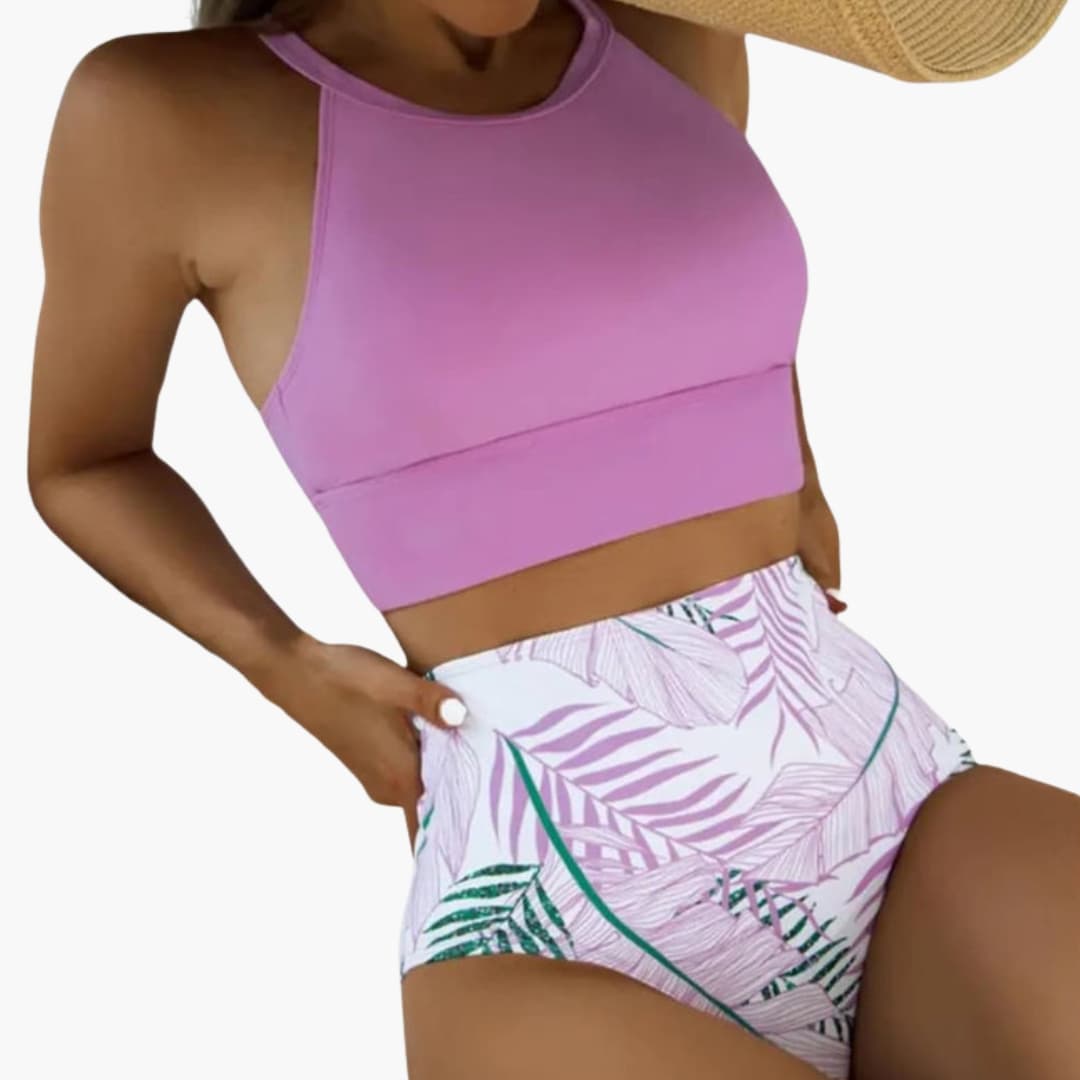 Women's High-Waisted Floral Bikini Adjustable Straps