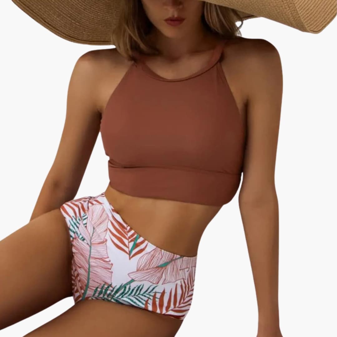 Women's High-Waisted Floral Bikini Adjustable Straps