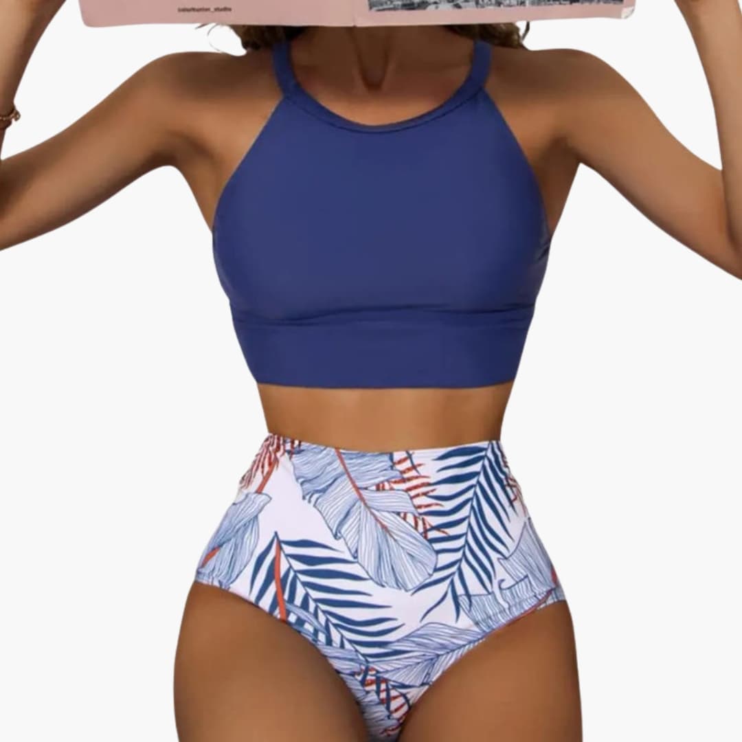 Women's High-Waisted Floral Bikini Adjustable Straps
