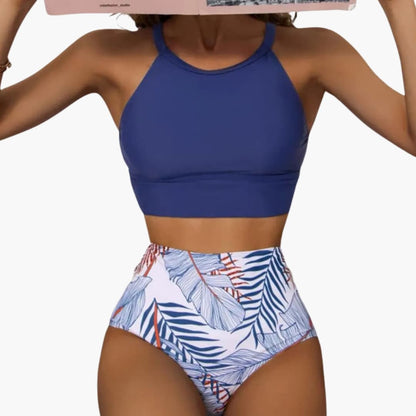 Women's High-Waisted Floral Bikini Adjustable Straps