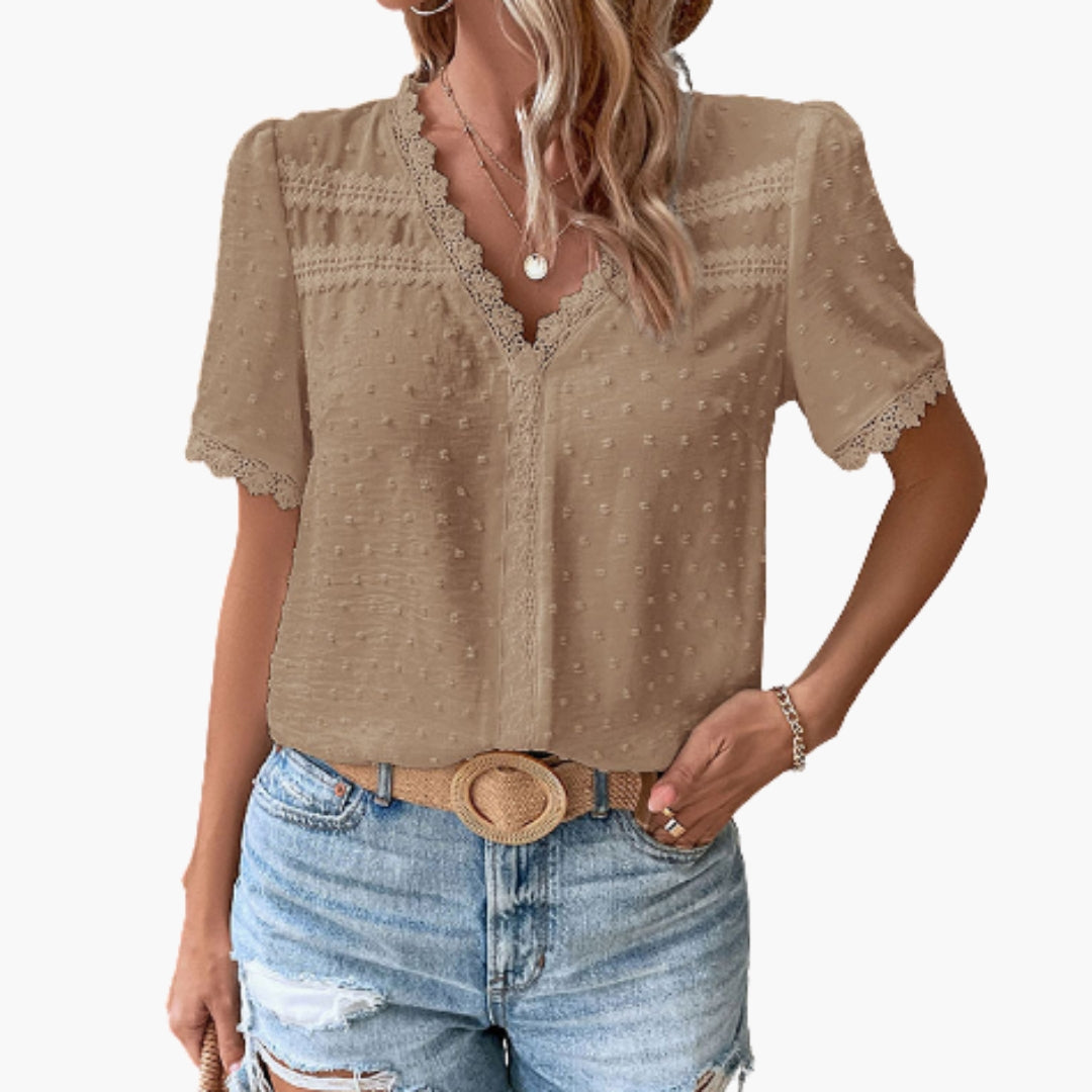 Women's Lace Blouse Floral Sheer - VibreMode