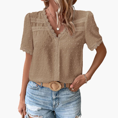 Women's Lace Blouse Floral Sheer - VibreMode