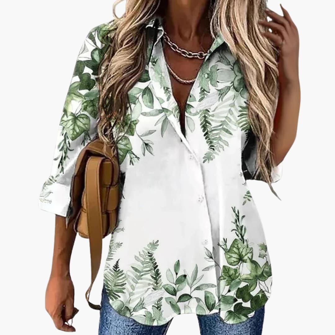 Women's Floral Blouse Woven 3/4 Sleeve - VibreMode