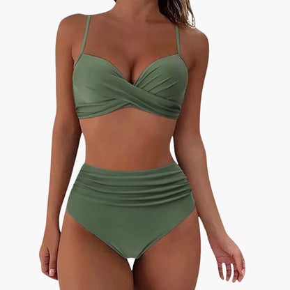 Women's Floral Bikini Set Elastic Waist Bottom