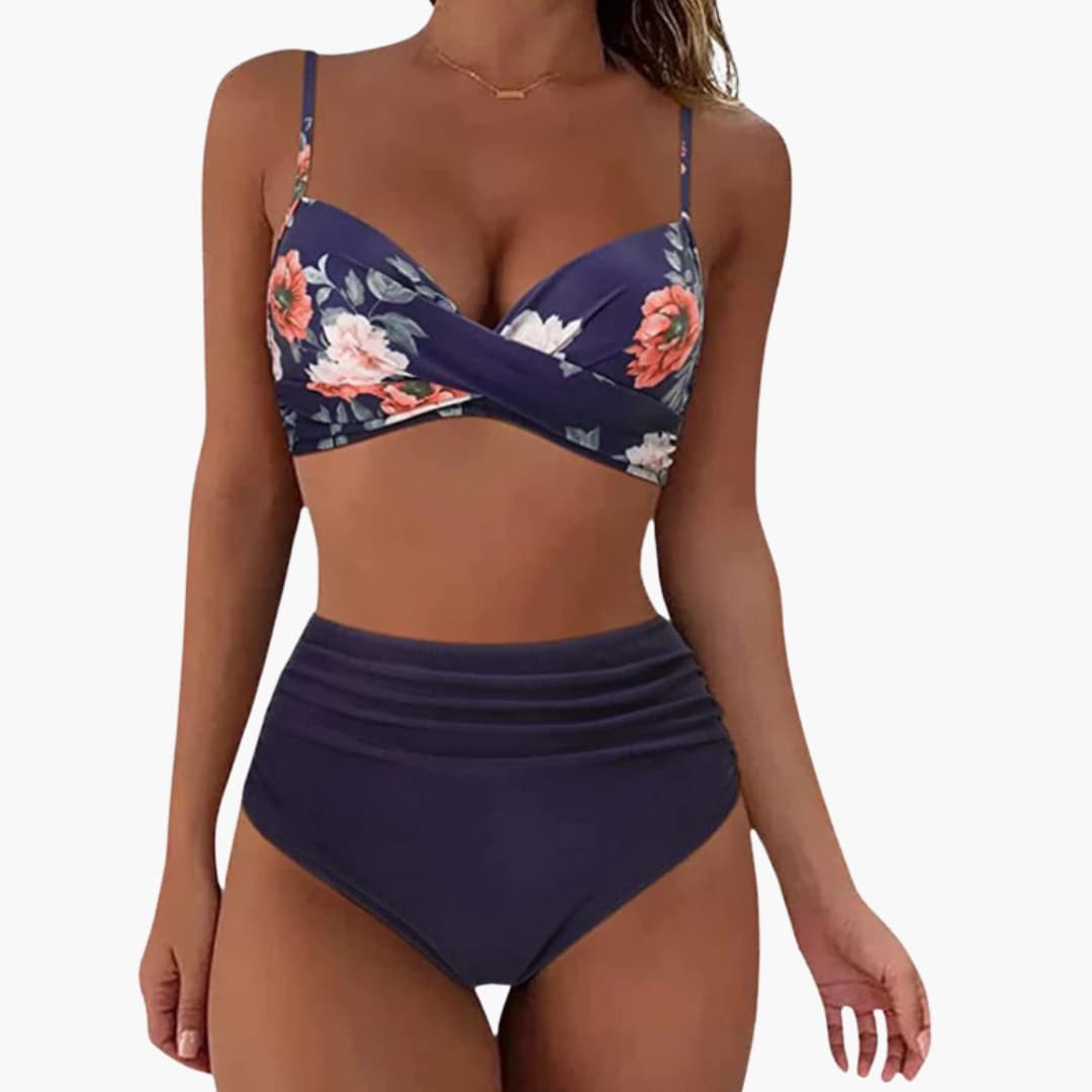 Women's Floral Bikini Set Elastic Waist Bottom