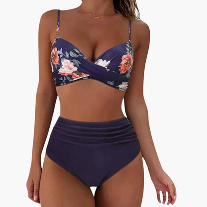 Women's Floral Bikini Set Elastic Waist Bottom