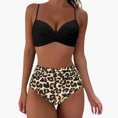 Women's Floral Bikini Set Elastic Waist Bottom