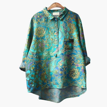 Women's Floral Blouse Short Sleeve Woven - VibreMode